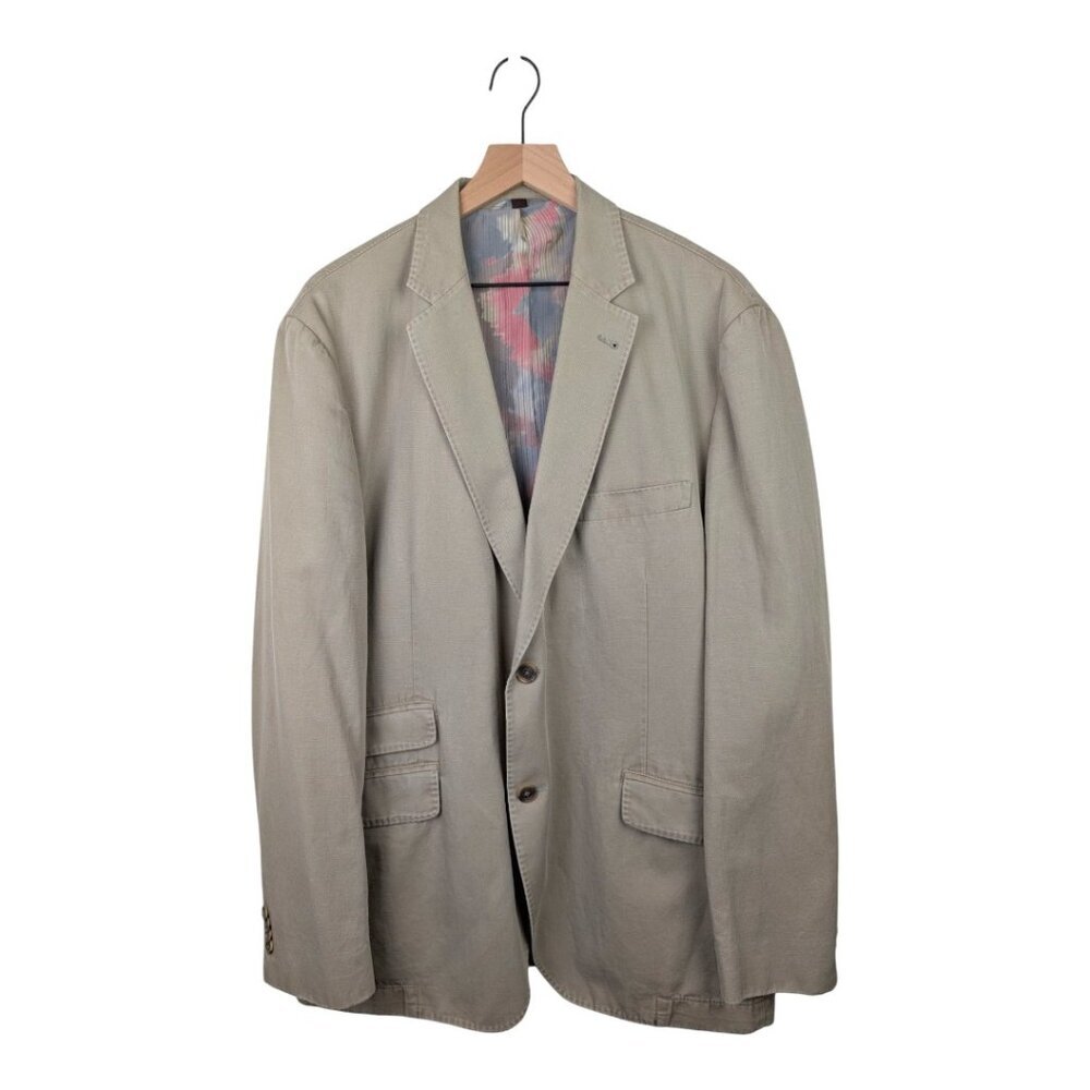 Kroon | Blazer Jacket Linen/Cotton Blend | 46R | Khaki/Beige/Tan